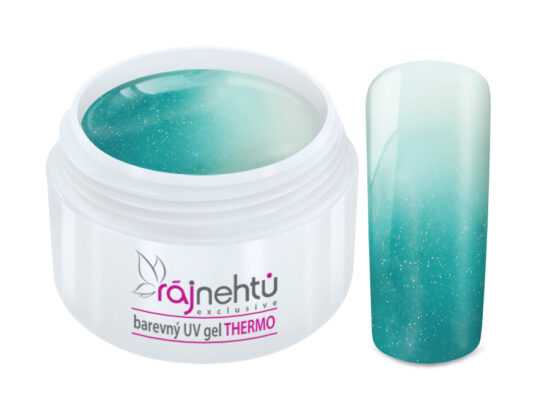 - Barevný UV gel THERMO - turquoise/white metal - 5 ml