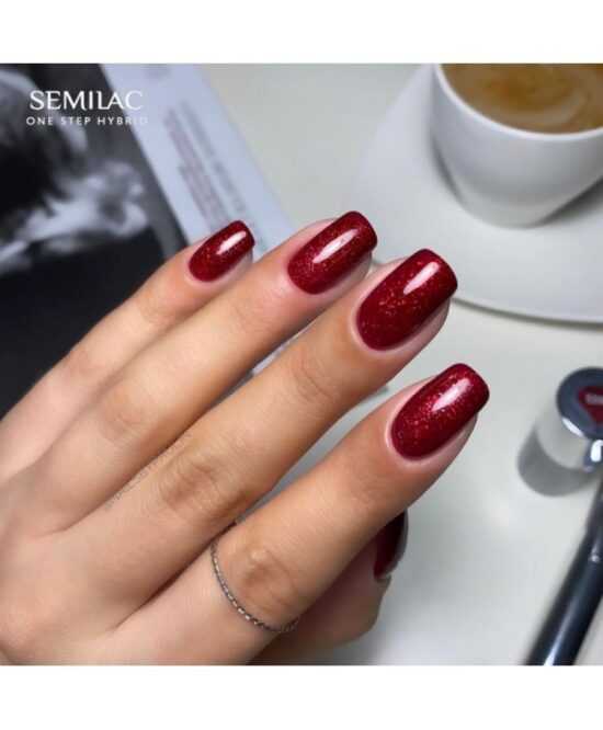 Semilac One Step gel lak S590 Glitter Red 5ml Červená